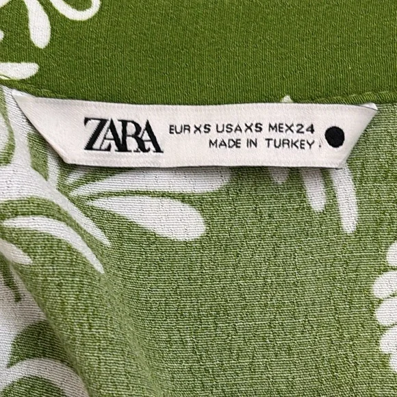Zara Floral Print Lilou Midi Shirt Dress Belted Tropical Green White Size XS - Picture 13 of 16